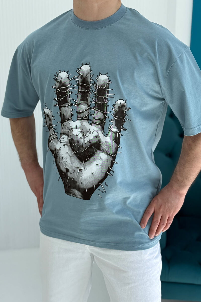 FRONT IMAGE BACK WRITTINGS MEN T-SHIRT LIGHTBLUE/BZ - 3