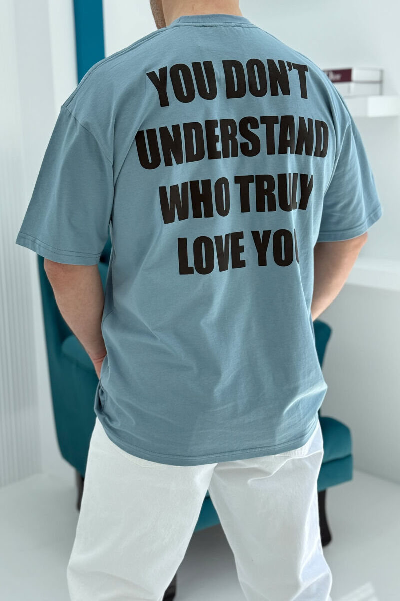 FRONT IMAGE BACK WRITTINGS MEN T-SHIRT LIGHTBLUE/BZ - 4