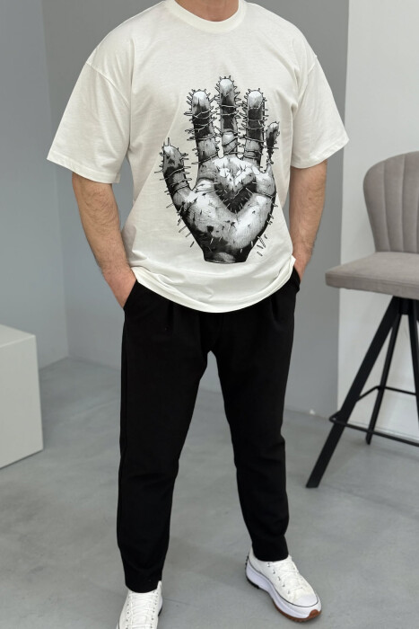 FRONT IMAGE BACK WRITTINGS MEN T-SHIRT WHITE-E BARDHE 