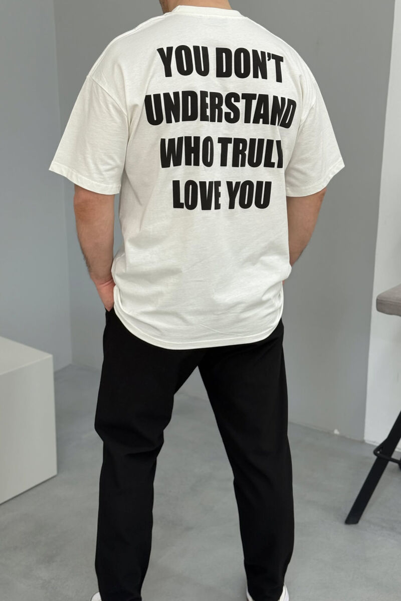 FRONT IMAGE BACK WRITTINGS MEN T-SHIRT WHITE-E BARDHE - 3