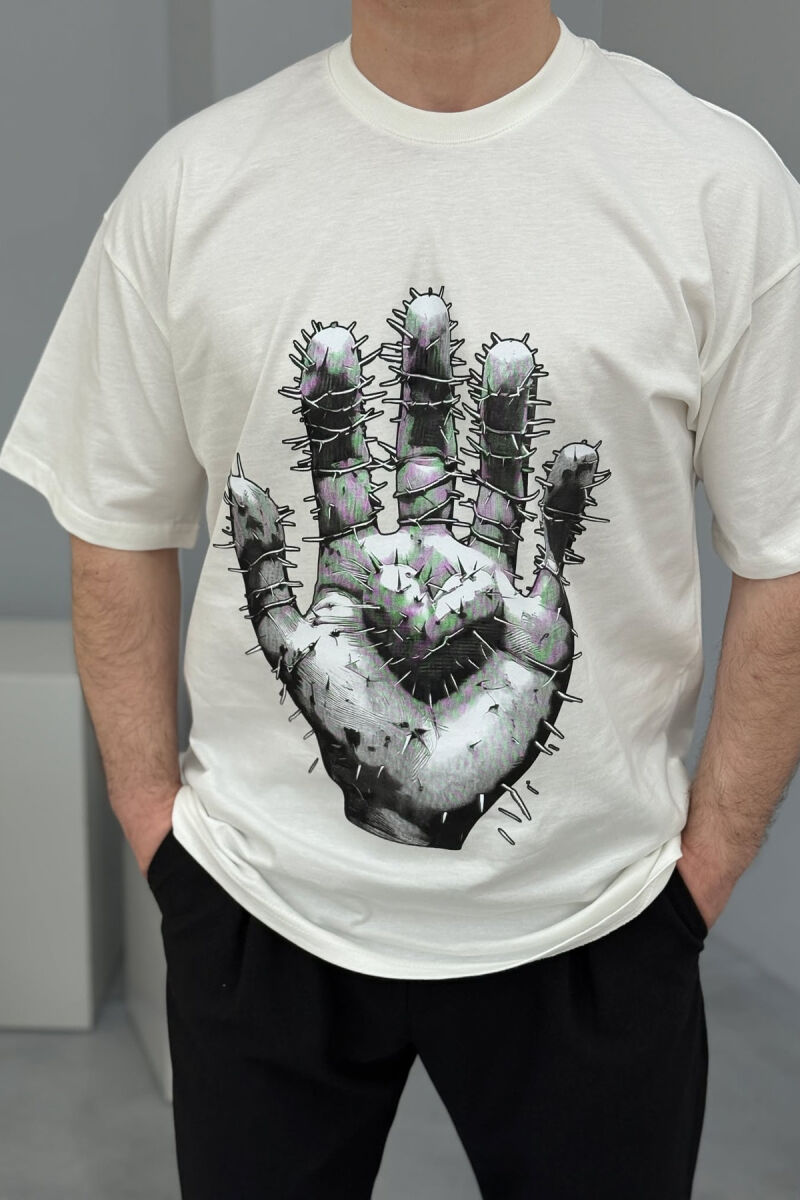 FRONT IMAGE BACK WRITTINGS MEN T-SHIRT WHITE-E BARDHE - 4