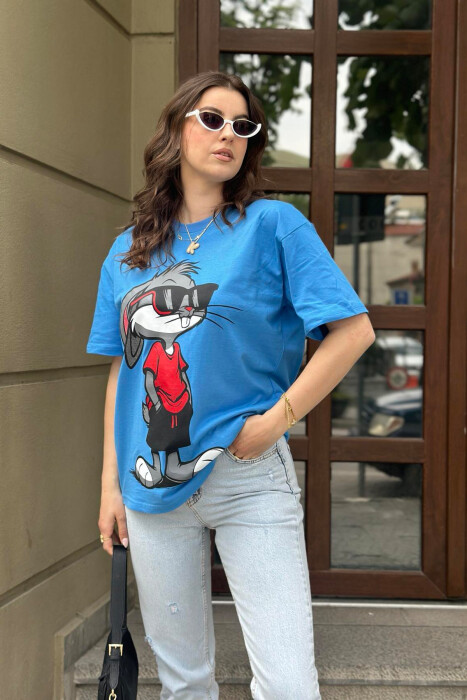 FRONT IMAGE BACK WRITTINGS WOMEN T-SHIRT BLUE/BLU - 2
