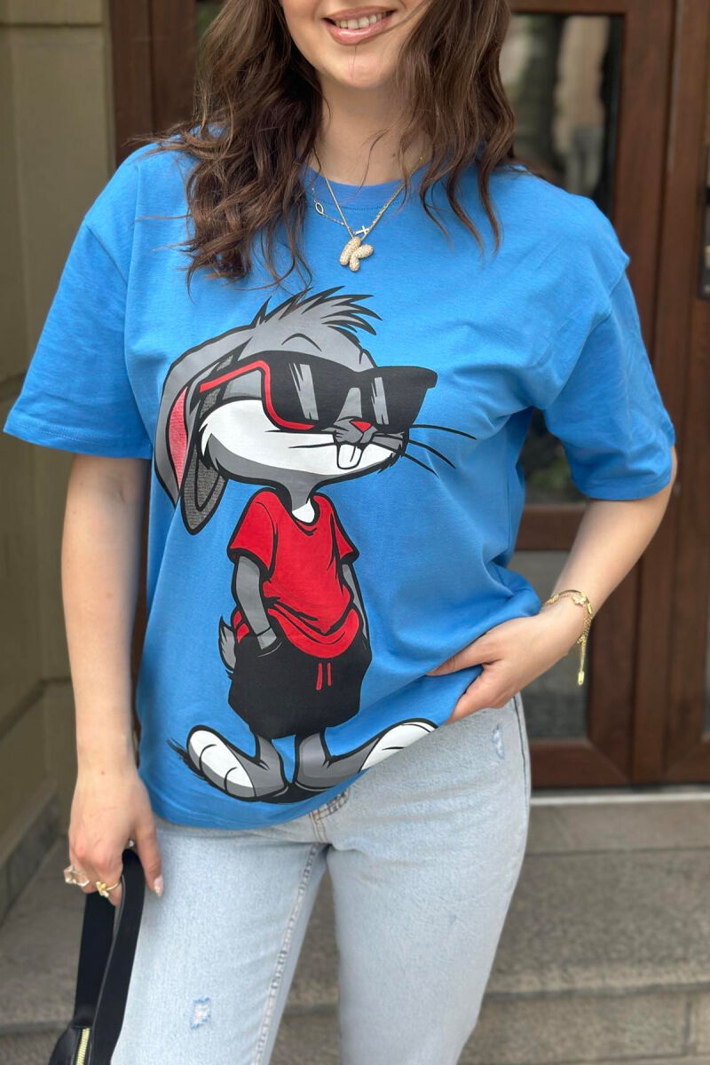 FRONT IMAGE BACK WRITTINGS WOMEN T-SHIRT BLUE/BLU - 3