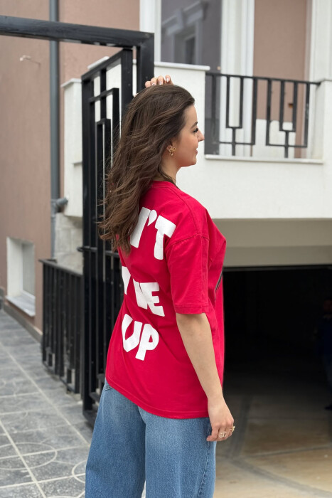 FRONT IMAGE BACK WRITTINGS WOMEN T-SHIRT RED/E KUQE - 2