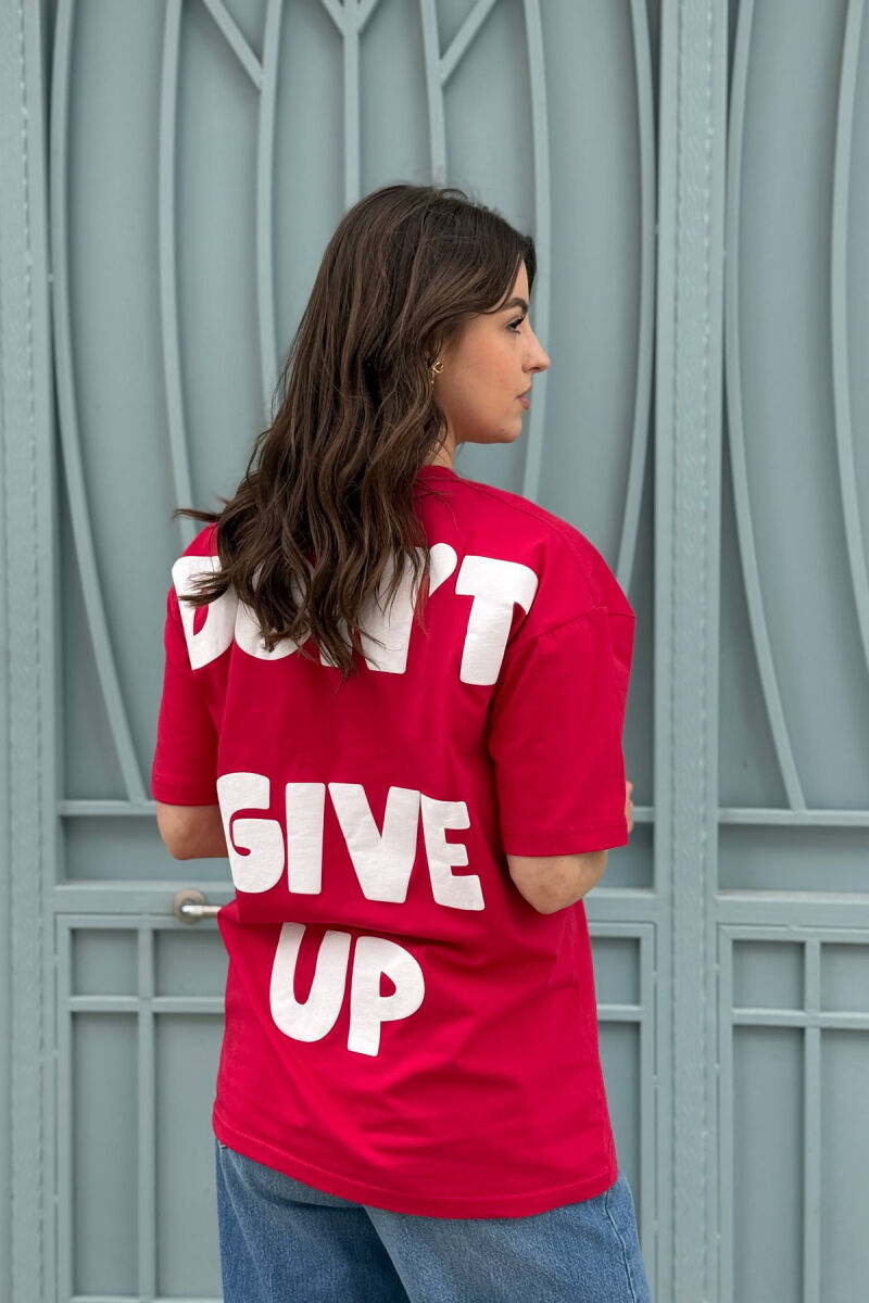 FRONT IMAGE BACK WRITTINGS WOMEN T-SHIRT RED/E KUQE - 4
