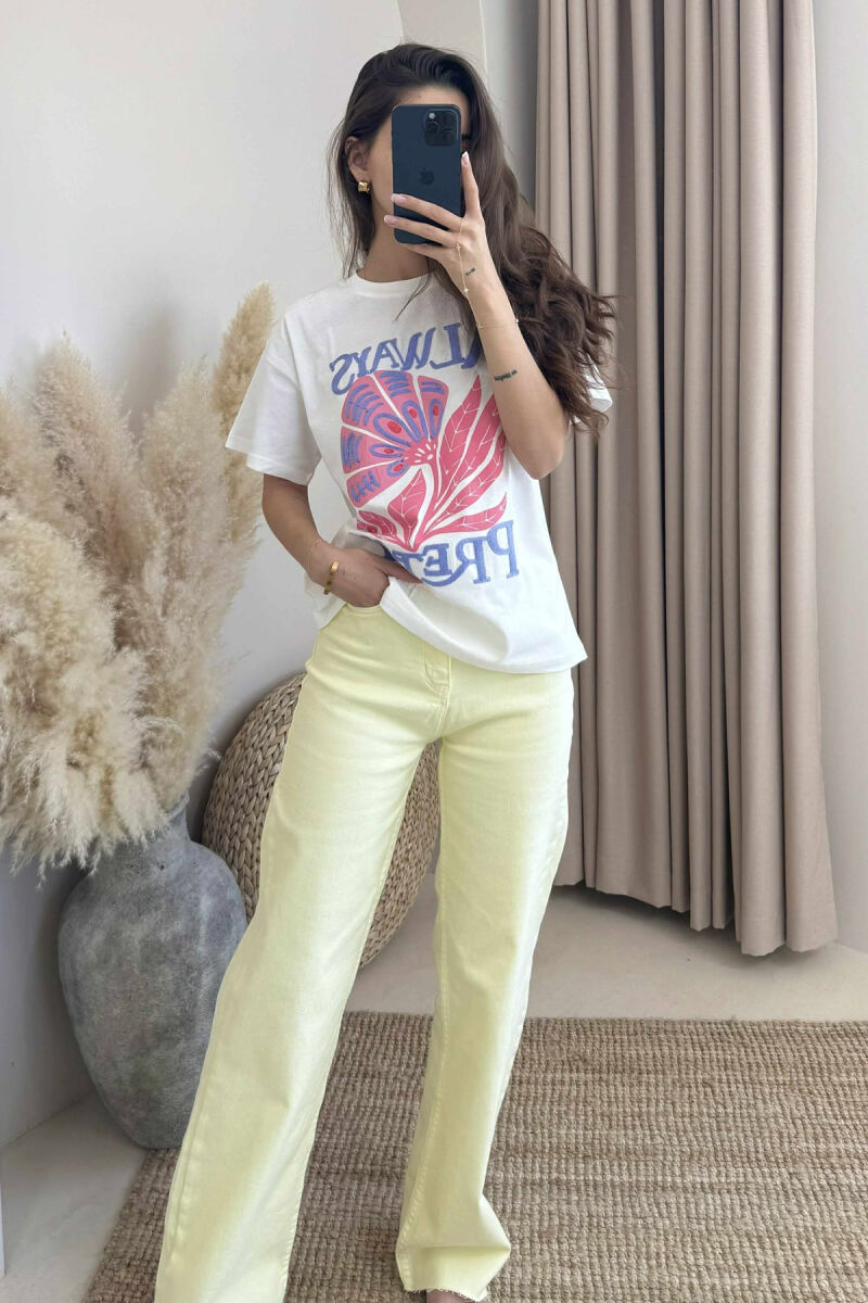 FRONT IMAGE DESIGN ROUND NECK WOMEN T-SHIRT WHITE-E BARDHE - 1