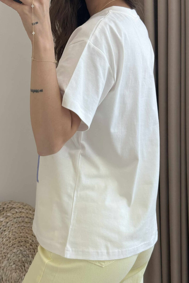 FRONT IMAGE DESIGN ROUND NECK WOMEN T-SHIRT WHITE-E BARDHE - 4
