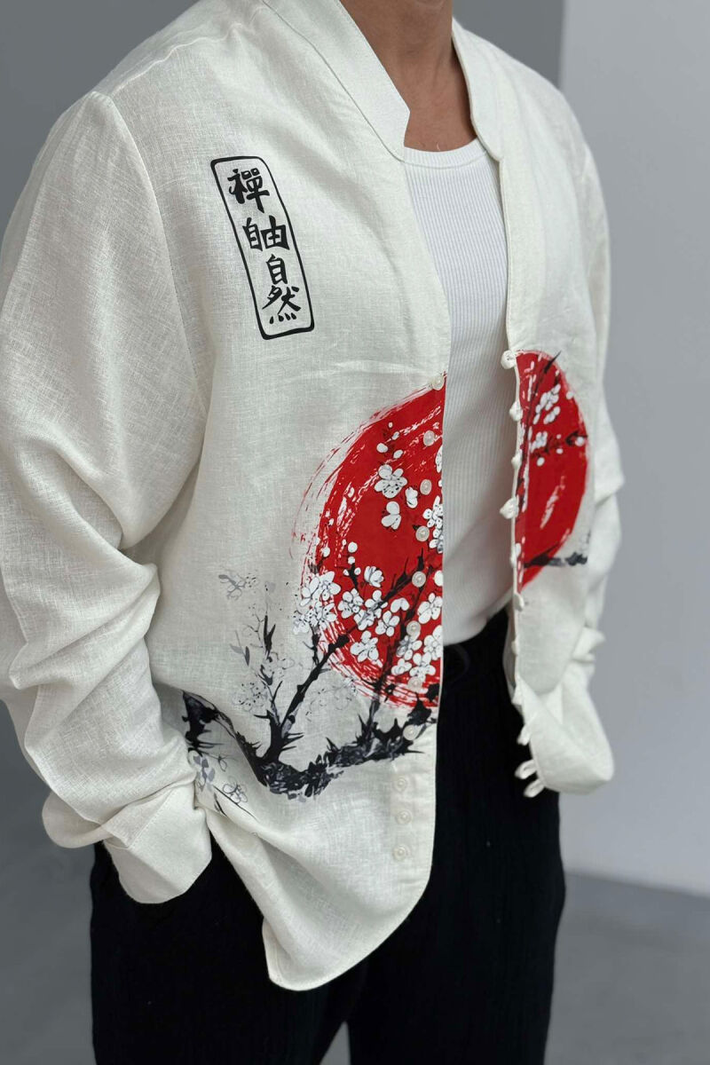 FRONT IMAGE DESIGNED MEN SHIRT CREAM/KREM - 1