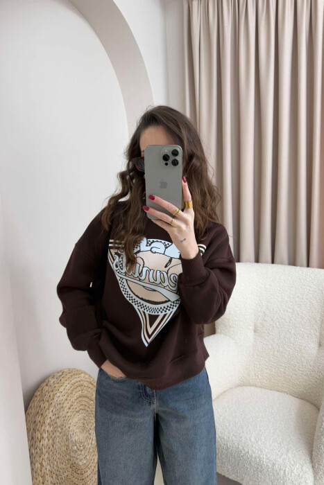 FRONT IMAGE FLUFFY WOMEN SWEATSHIRT BROWN/KAFE 