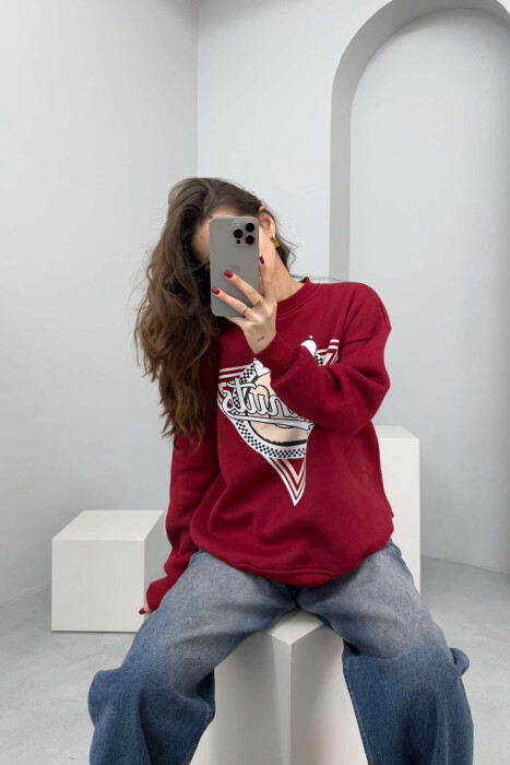 FRONT IMAGE FLUFFY WOMEN SWEATSHIRT BURGUNDY/VISHNJE - 2