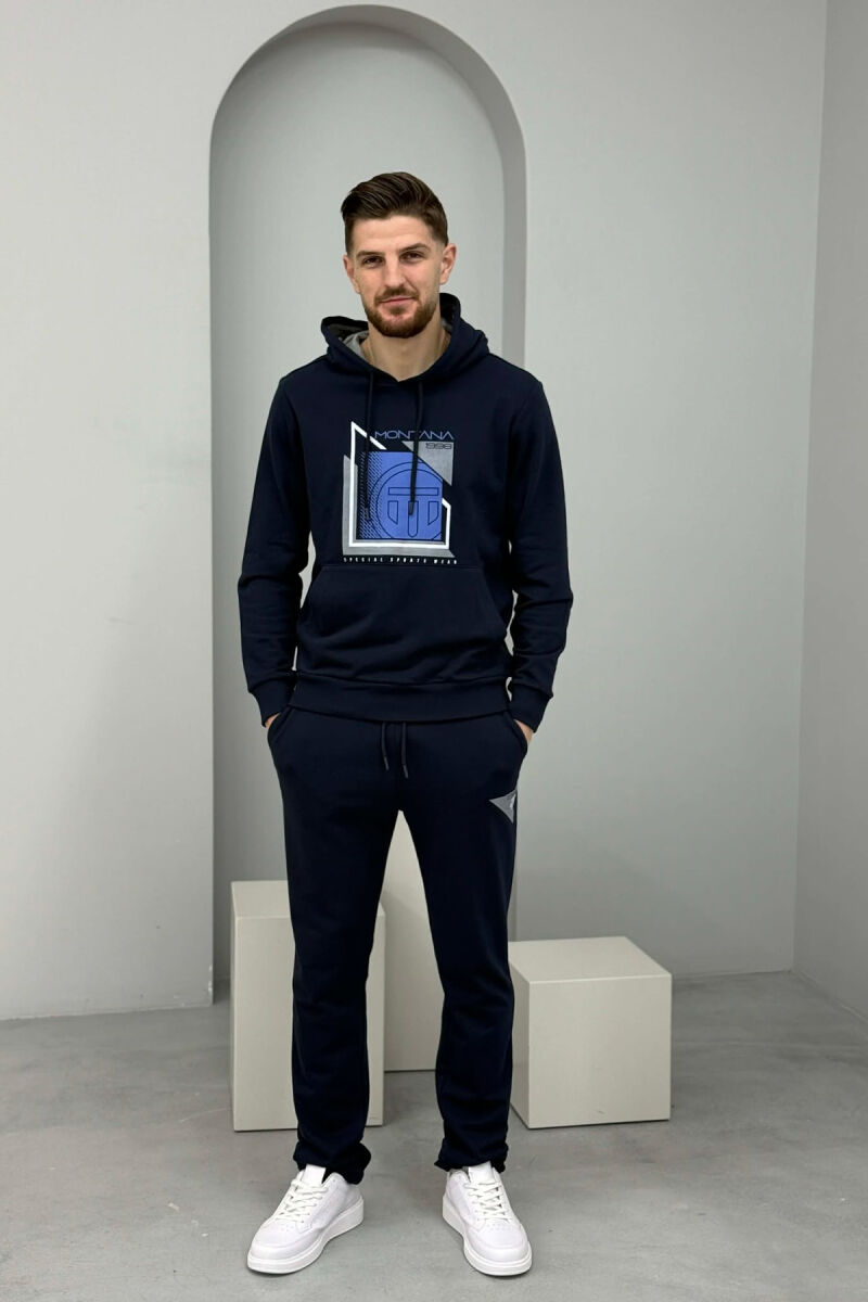 FRONT IMAGE HOODIE+SWEATPANTS MEN SET BLUE/BLU - 1