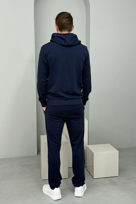 FRONT IMAGE HOODIE+SWEATPANTS MEN SET BLUE+RED/BLU-KUQE - 3