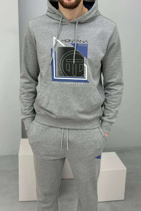 FRONT IMAGE HOODIE+SWEATPANTS MEN SET LIGHT GREY/GZ - KLAUDIO FASHION