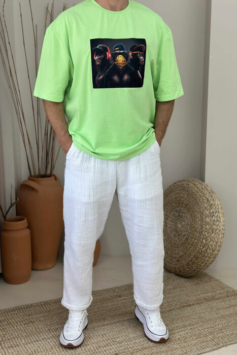 FRONT IMAGE ONE COLOR MEN T-SHIRT LIGHT GREEN/JEZB - 1