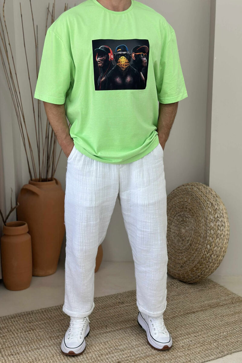 FRONT IMAGE ONE COLOR MEN T-SHIRT LIGHT GREEN/JEZB - 1