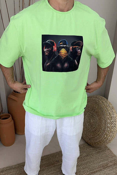 FRONT IMAGE ONE COLOR MEN T-SHIRT LIGHT GREEN/JEZB - 2