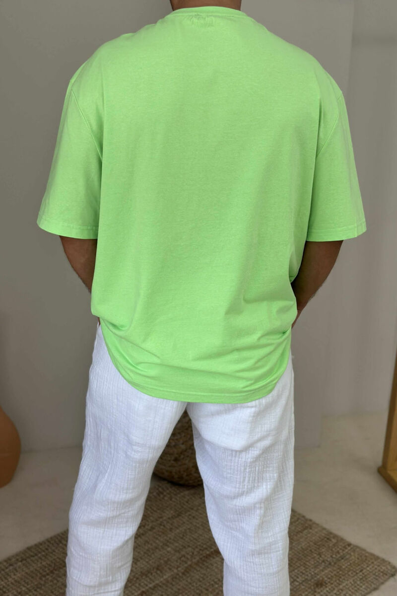 FRONT IMAGE ONE COLOR MEN T-SHIRT LIGHT GREEN/JEZB - 4