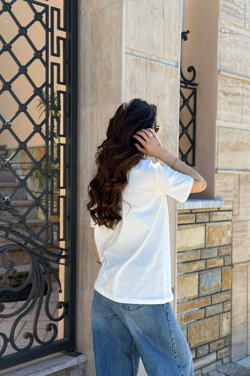 FRONT IMAGE ONE COLOR WOMAN T-SHIRT WHITE-E BARDHE - 4