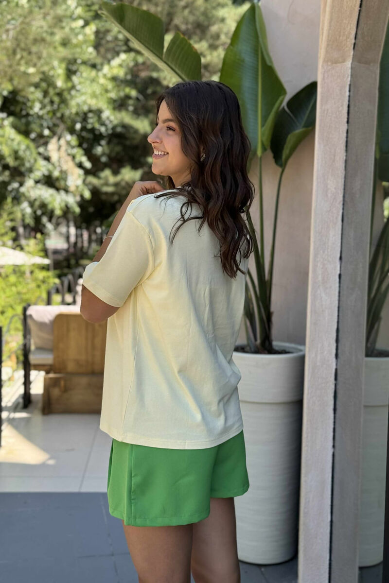 FRONT IMAGE ONE COLOR WOMEN T-SHIRT YELLOW/E VERDHE - 4