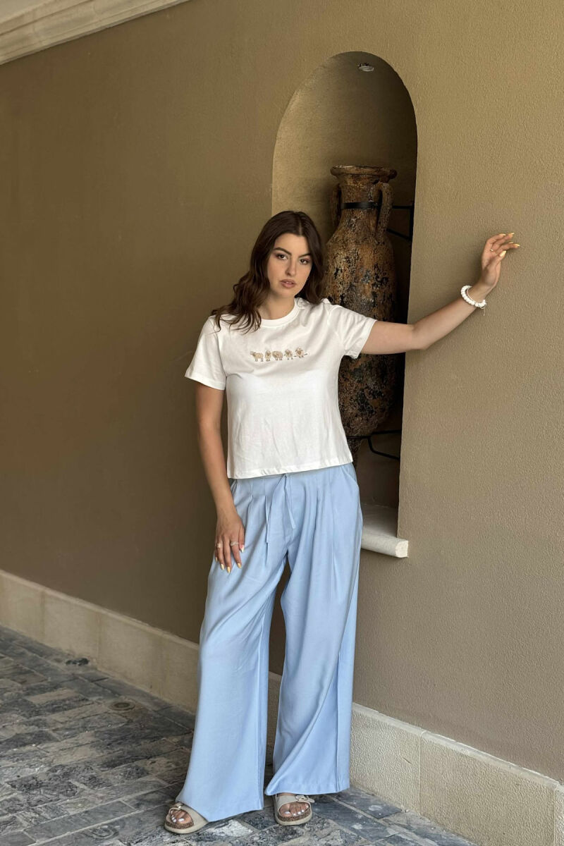 FRONT IMAGE ROUND NECK WOMEN T-SHIRT WHITE-E BARDHE - 5