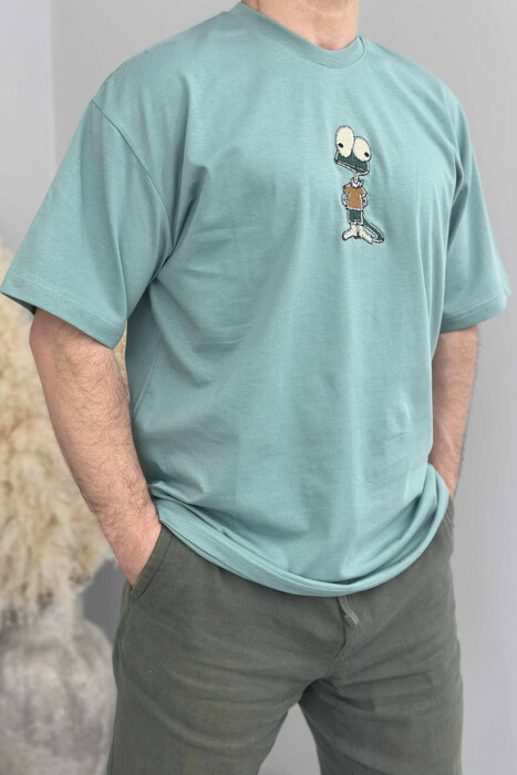 FRONT IMAGE SIMPLE MEN T-SHIRT BLUE STONE/GK 
