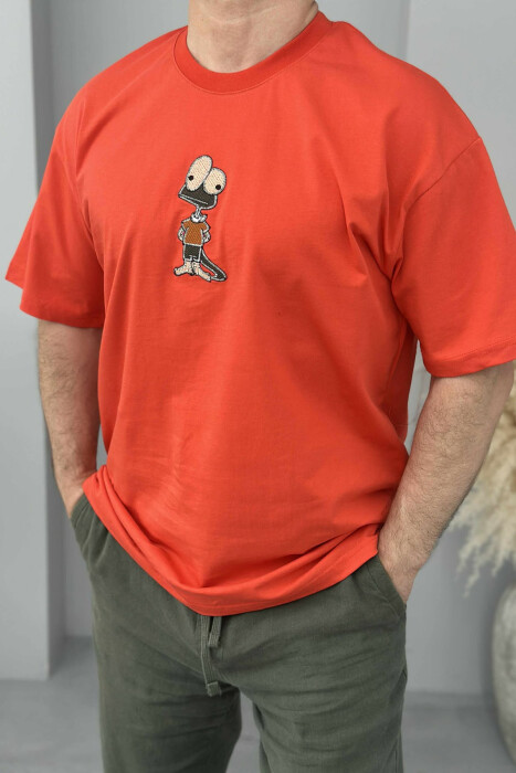 FRONT IMAGE SIMPLE MEN T-SHIRT DARK ORANGE/POE 
