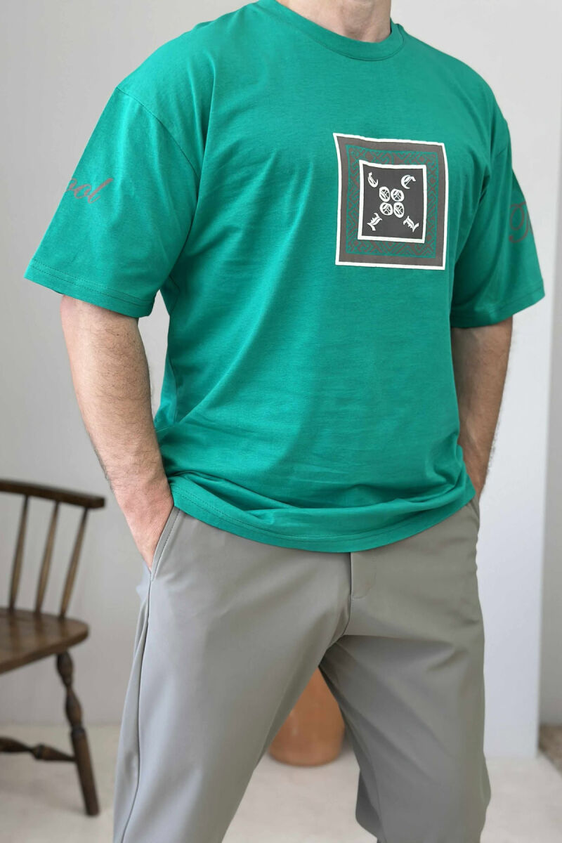 FRONT IMAGE SIMPLE MEN T-SHIRT GREEN/JESHILE - 2
