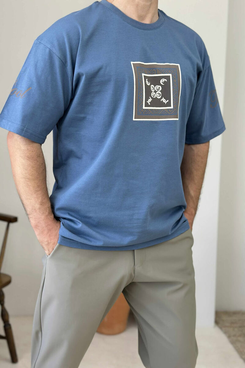 FRONT IMAGE SIMPLE MEN T-SHIRT LIGHTBLUE/BZ - 1