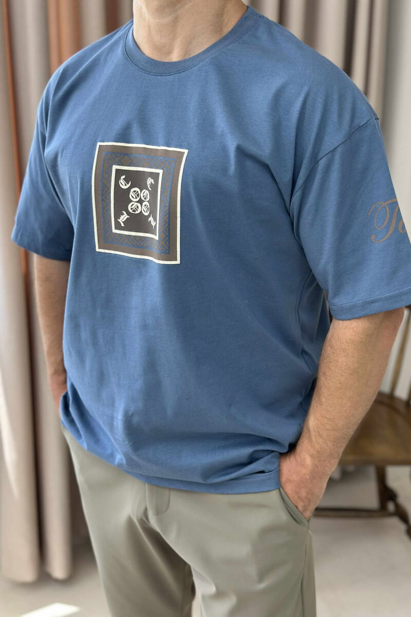 FRONT IMAGE SIMPLE MEN T-SHIRT LIGHTBLUE/BZ - 2