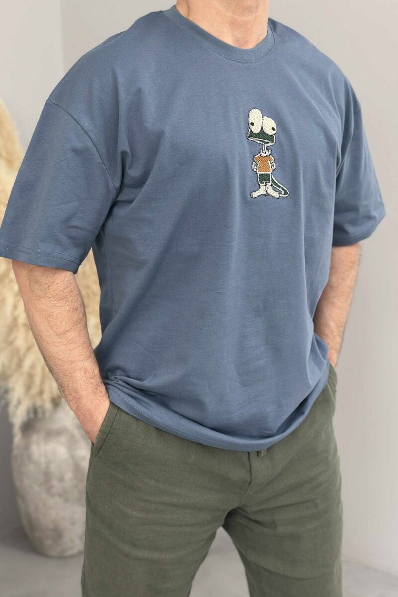 FRONT IMAGE SIMPLE MEN T-SHIRT LIGHTBLUE/BZ - 1