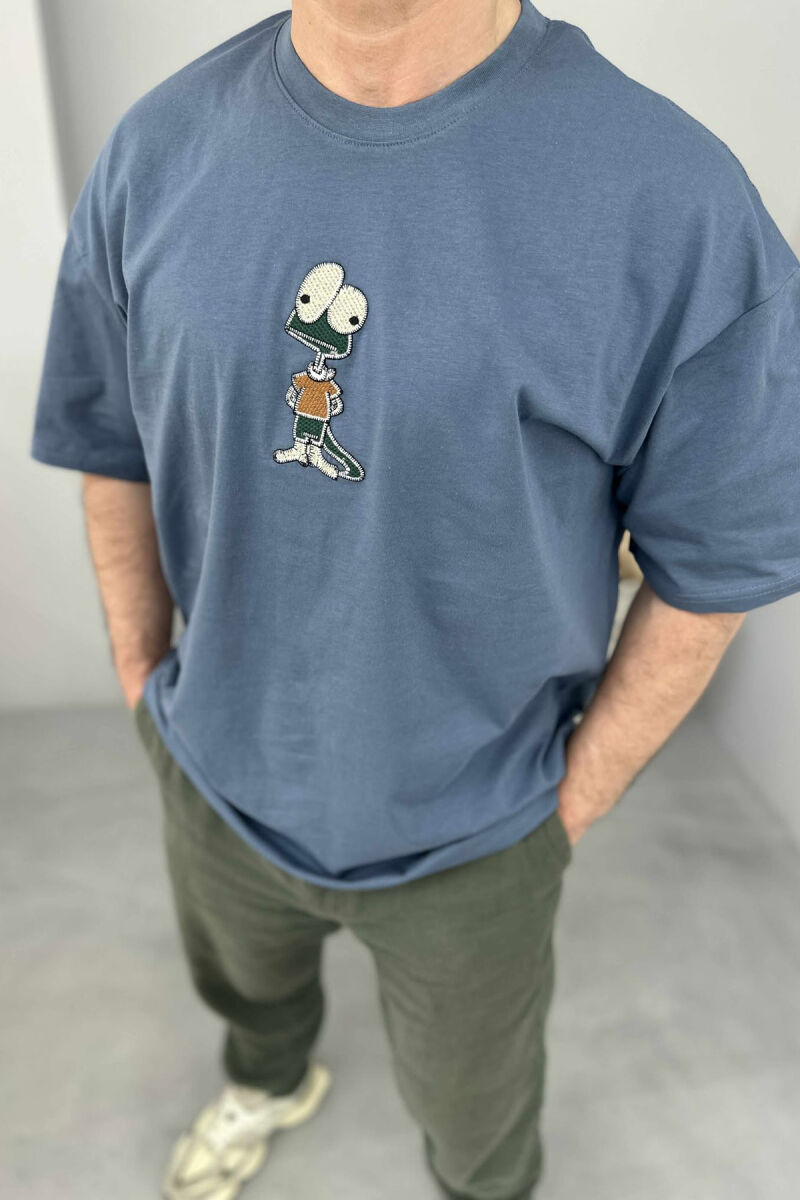 FRONT IMAGE SIMPLE MEN T-SHIRT LIGHTBLUE/BZ - 2