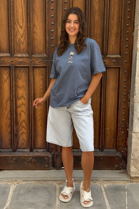 FRONT IMAGE SIMPLE WOMEN T-SHIRT LIGHTBLUE/BZ - 1