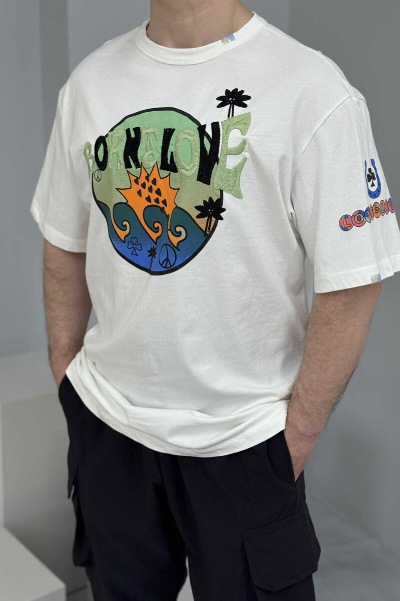 FRONT IMAGE SIMPLE MEN T-SHIRT WHITE-E BARDHE - 2