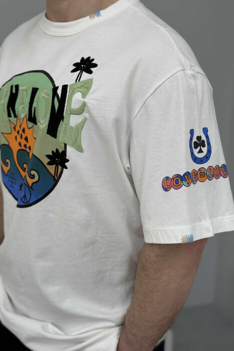 FRONT IMAGE SIMPLE MEN T-SHIRT WHITE-E BARDHE - 3
