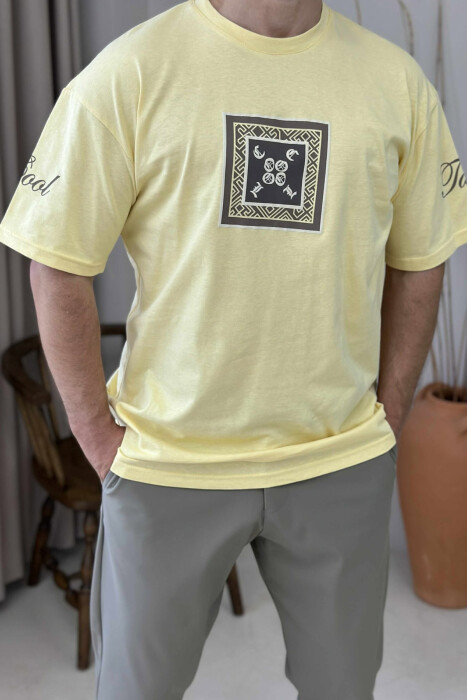 FRONT IMAGE SIMPLE MEN T-SHIRT YELLOW/E VERDHE 