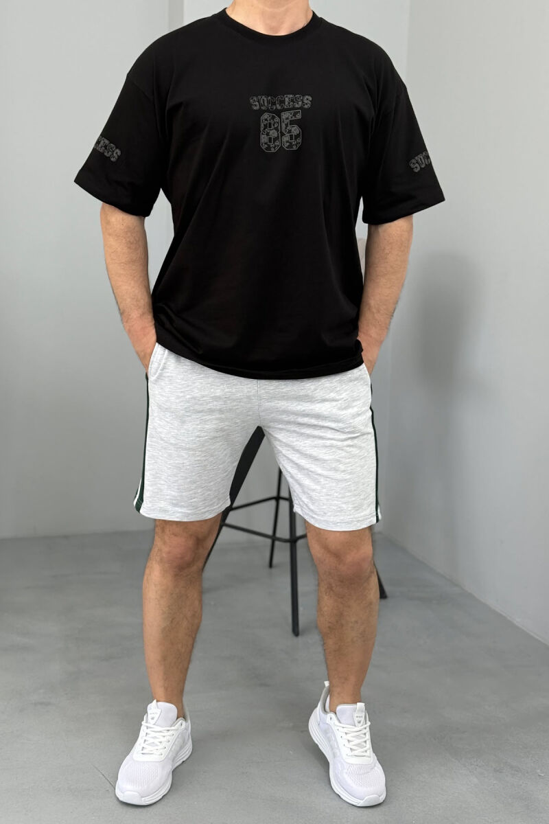 FRONT IMAGE T-SHIRT+SHORTS MEN SET BLACK/ E ZEZE - 1