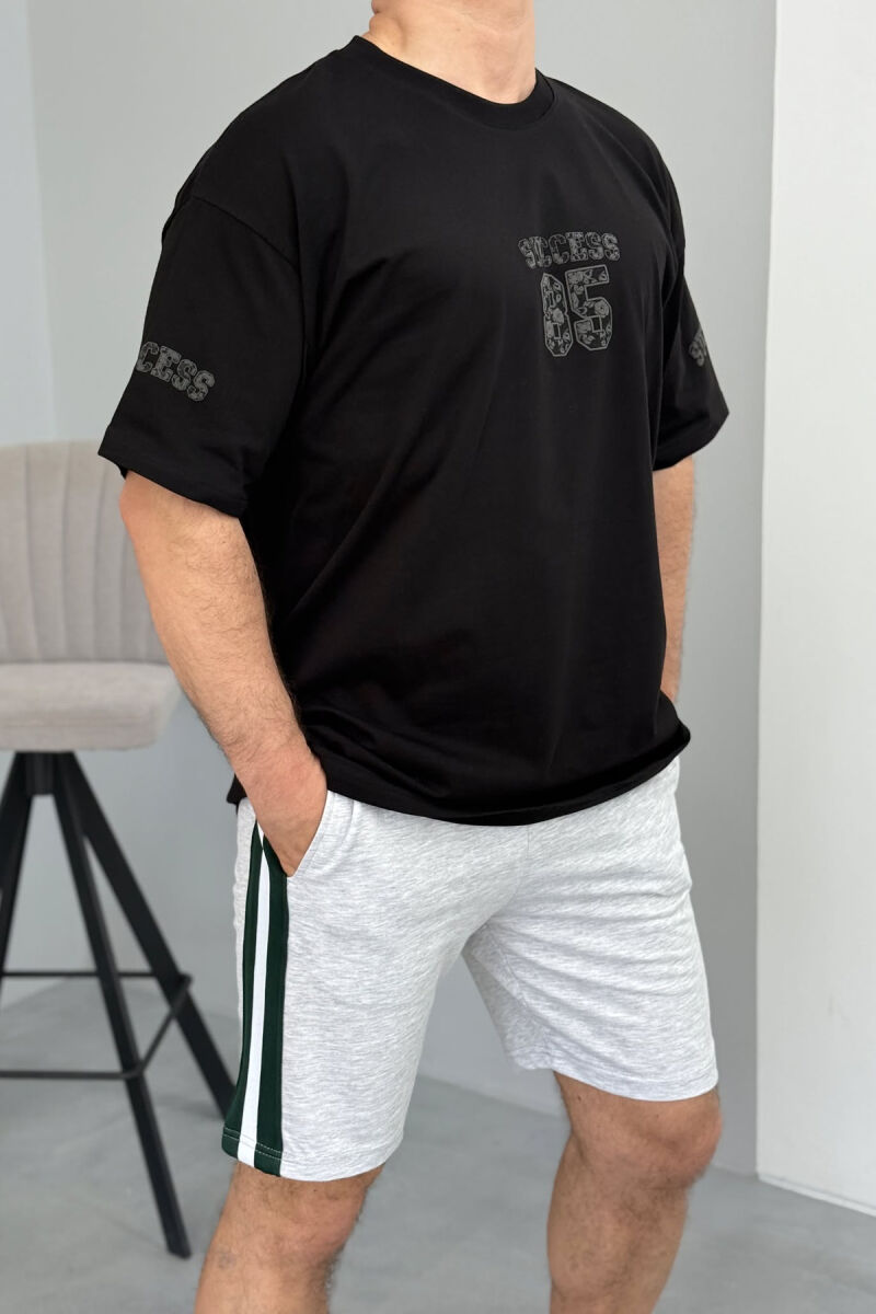 FRONT IMAGE T-SHIRT+SHORTS MEN SET BLACK/ E ZEZE - 2