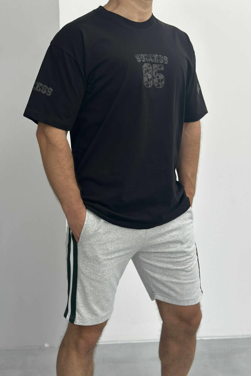 FRONT IMAGE T-SHIRT+SHORTS MEN SET BLACK-GREY/ZEGR - 2