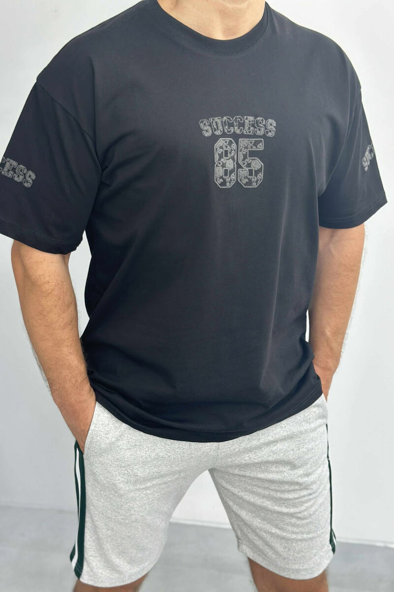 FRONT IMAGE T-SHIRT+SHORTS MEN SET BLACK-GREY/ZEGR - 4