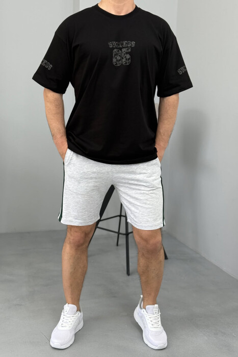 FRONT IMAGE T-SHIRT+SHORTS MEN SET BLACK/ E ZEZE 