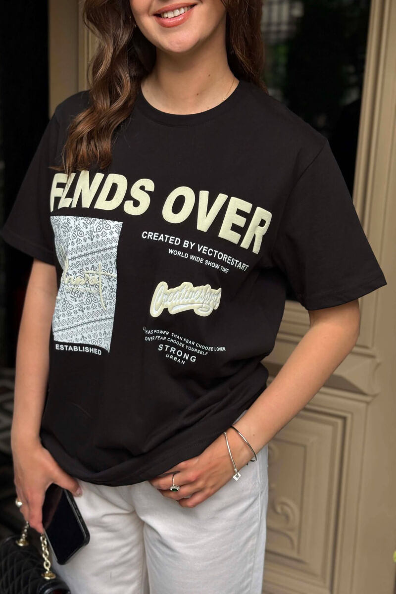 FRONT IMAGE & WITTINGS WOMEN T-SHIRT + 6 PAIR SOCKS BLACK/ E ZEZE - 4