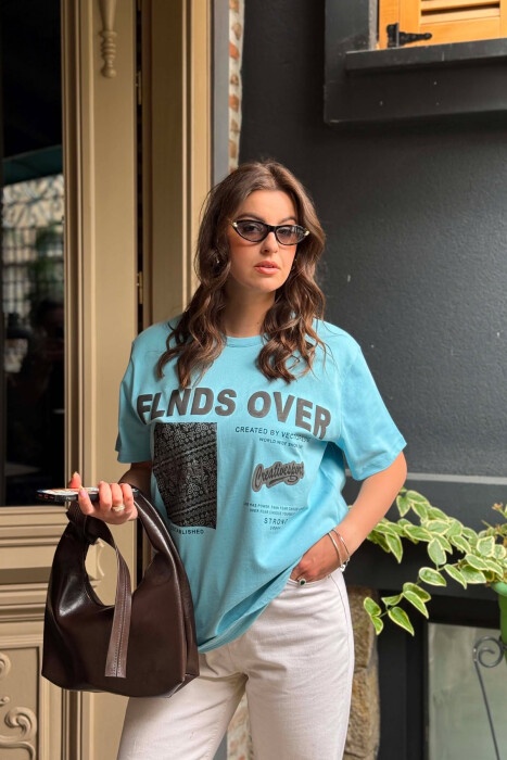 FRONT IMAGE & WITTINGS WOMEN T-SHIRT + 6 PAIR SOCKS LIGHTBLUE/BZ - 1