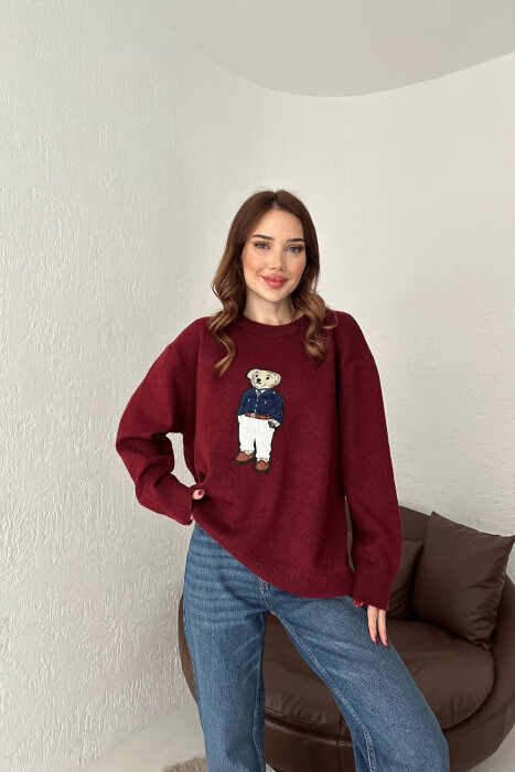 FRONT IMAGE WOMEN SWEATER BURGUNDY/VISHNJE - 2