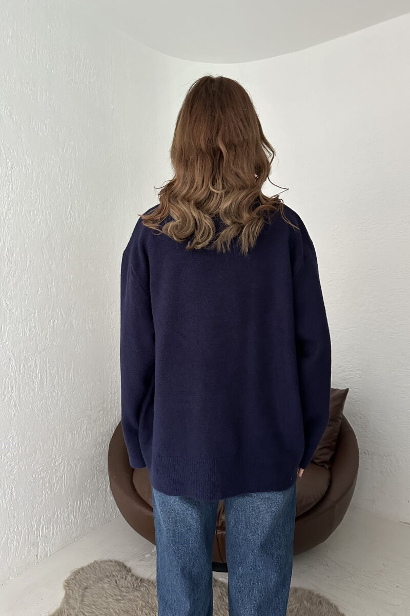 FRONT IMAGE WOMEN SWEATER DARK BLUE/BEE - 5