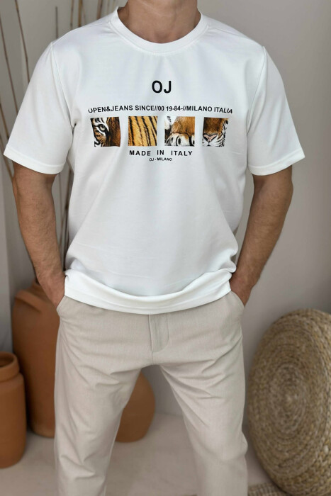 FRONT IMAGE WRITTINGS MEN T-SHIRT WHITE-E BARDHE - 2