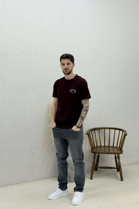 FRONT LITTLE IMAGE MEN T-SHIRT BURGUNDY/VISHNJE - 2