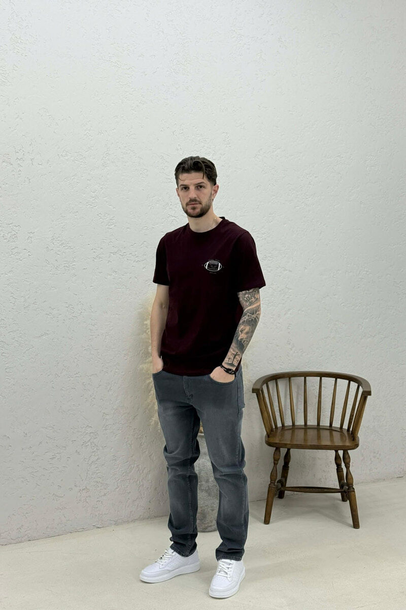 FRONT LITTLE IMAGE MEN T-SHIRT BURGUNDY/VISHNJE - 2