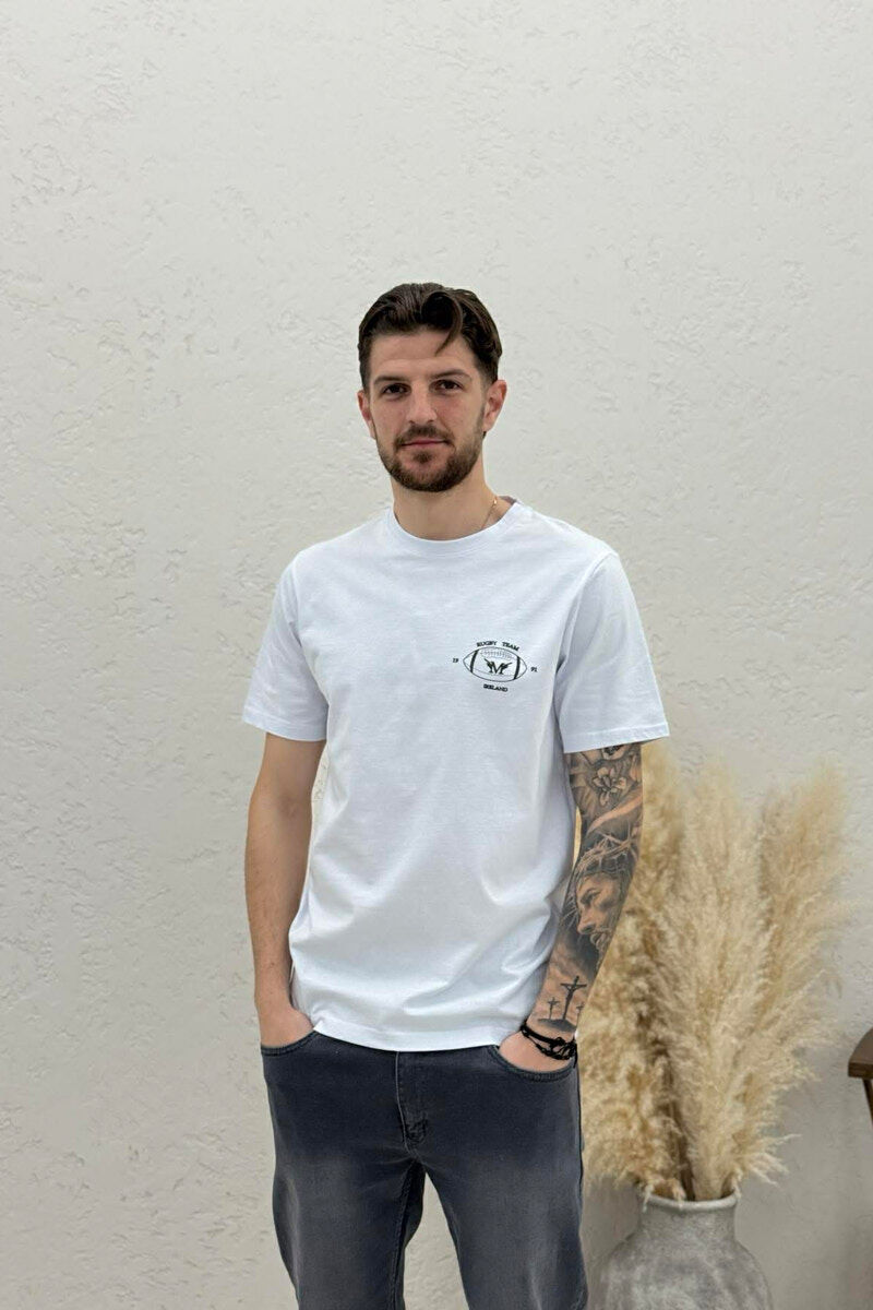 FRONT LITTLE IMAGE MEN T-SHIRT WHITE-E BARDHE - 1