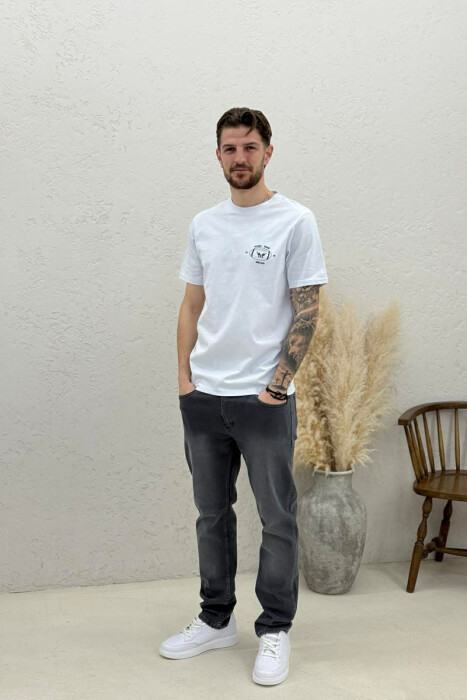 FRONT LITTLE IMAGE MEN T-SHIRT WHITE-E BARDHE - 2