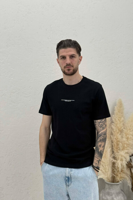 FRONT LITTLE WRITTINGS MEN T-SHIRT BLACK/ E ZEZE 